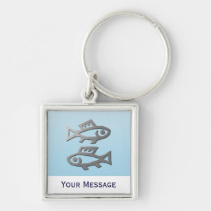 Pisces Silver Fish Hand Baggage Label Keyring Sleutelhanger