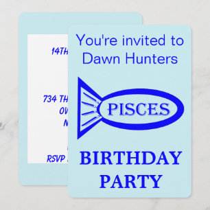 Pisces Star Sign Invitation de fête d'anniversaire