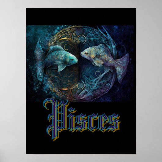Pisces Sterrenbeeld Ansichtkaart Poster (Voorkant)