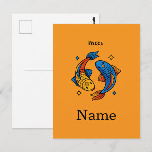 Pisces Sterrenbeeld Cartoon Vis Illustratie Briefkaart