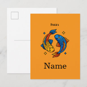 Pisces Sterrenbeeld Cartoon Vis Illustratie Uitnodiging Briefkaart