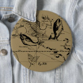 Pisces sterrenbeeld Hevelius circa 1690 Ronde Button 6,0 Cm (In situ)