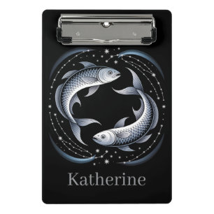 Pisces Sterrenbeeld Illustratie met Aangepaste Naa Mini Klembord