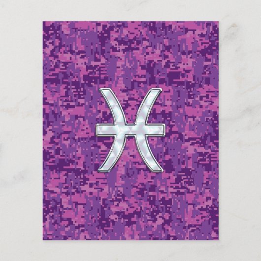 Pisces Sterrenbeeld op Fuchsia Digitale Camo Flyer (Voorkant)