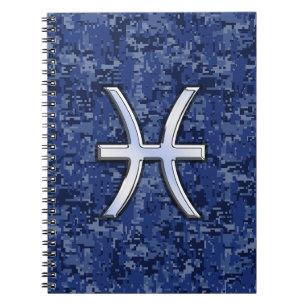 Pisces sterrenbeeld symbool op Navy Blue Digitale Notitieboek