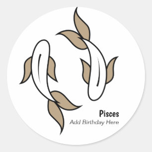 Pisces the twin fish personalized party is een voo ronde sticker