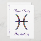 Pisces Thèmes Anniversaire Invitation Fête -Zodiac (Devant / Derrière)