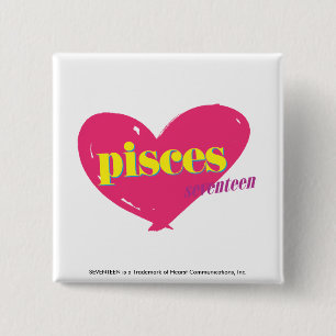 Pisces Vierkante Button 5,1 Cm