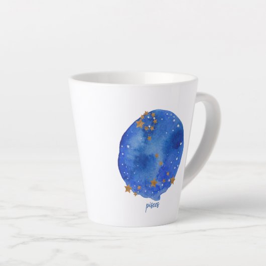 Pisces Waterverf Night Sky Constellation Zodiac Latte Mok (Rechterhoek)