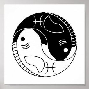 pisces yin yang fish astrology zodiasymbool poster