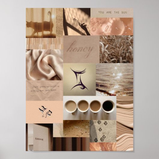 pisces zodiaal teken poster met beige esthesie (Voorkant)