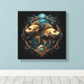 Pisces Zodiac Art Canvas Afdruk (Insitu (Houten vloer))