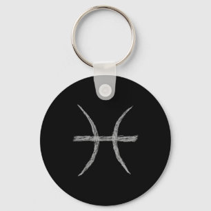 Pisces. Zodiac Astrology Sign. Zwart. Sleutelhanger