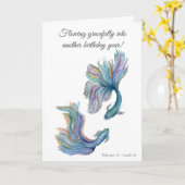 Pisces Zodiac Betta Fighting Fish Birthday Kaart (Gele Bloem)