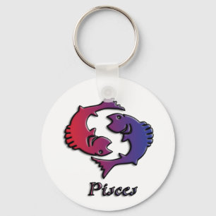 Pisces Zodiac Birth Sign Red Paarse astrologie kun Sleutelhanger