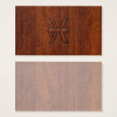 Pisces Zodiac Connexion en bois acajou style grain (Devant & derrière)