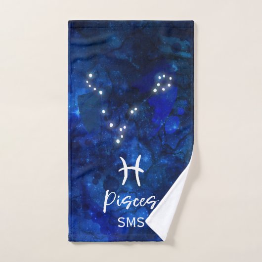 Pisces Zodiac Constellation Blue Galaxy Monogram Bad Handdoek (Handdoek)