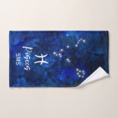 Pisces Zodiac Constellation Blue Galaxy Monogram Bad Handdoek (Handdoek)