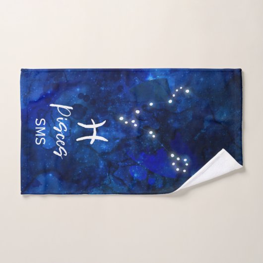 Pisces Zodiac Constellation Blue Galaxy Monogram Bad Handdoek (Handdoek)