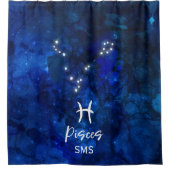 Pisces Zodiac Constellation Blue Galaxy Monogram Douchegordijn (Voorkant)