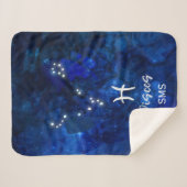 Pisces Zodiac Constellation Blue Galaxy Monogram Sherpa Deken (Voorkant (horizontaal))