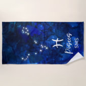 Pisces Zodiac Constellation Blue Galaxy Monogram Strandlaken (Voorkant)