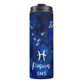 Pisces Zodiac Constellation Blue Galaxy Monogram Thermosbeker (Voorkant)