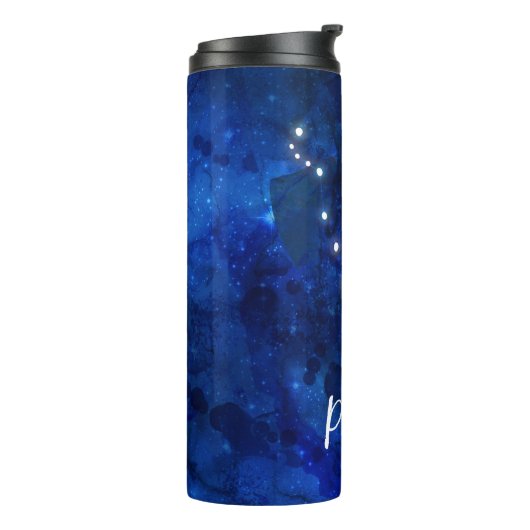 Pisces Zodiac Constellation Blue Galaxy Monogram Thermosbeker (Gedraaid links)