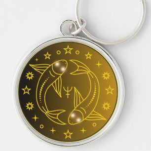 Pisces Zodiac Embleem Minimaal Hemels Symbool Sleutelhanger