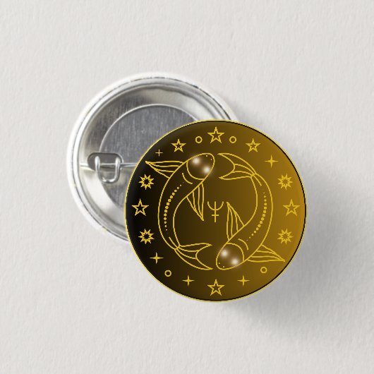 Pisces Zodiac Emblem | Minimal Celestial Symbol Ronde Button 3,2 Cm (Voorkant /achterkant)