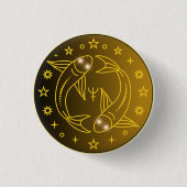 Pisces Zodiac Emblem | Minimal Celestial Symbol Ronde Button 3,2 Cm (Voorkant)