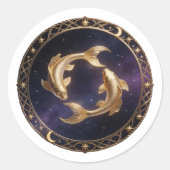 Pisces Zodiac Fish Ronde Sticker (Voorkant)