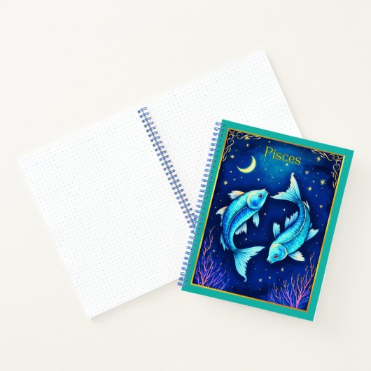Pisces Zodiac Fish Swim in Cosmic Waters Journal  (Intérieur)