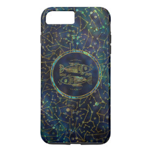 Pisces Zodiac Gold Abalone op constellatie iPhone 8 Plus / 7 Plus Hoesje