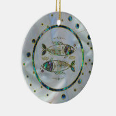 Pisces Zodiac Gold Abalone op constellatie Keramisch Ornament (Rechts)
