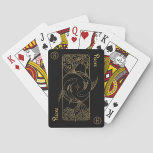 Pisces Zodiac Gold en Black Design Pokerkaarten