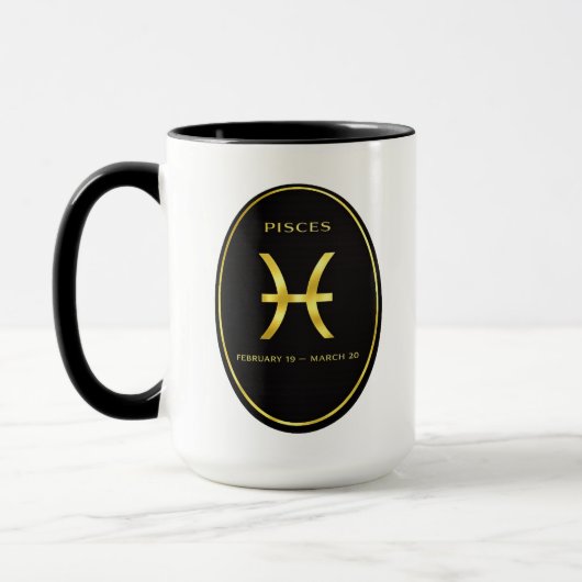 Pisces Zodiac Gold Oval Emblem Mug | Luxury Astrol (Gauche)