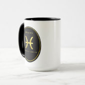 Pisces Zodiac Gold Oval Emblem Mug | Luxury Astrol (Devant gauche)