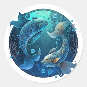 Pisces Zodiac Graphic Ronde Sticker