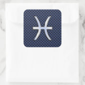 Pisces Zodiac on Blue Carbon Fiber Print Vierkante Sticker (Tas)