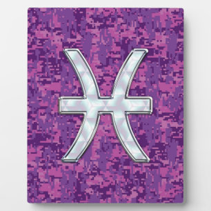 Pisces Zodiac on Fuchsia Pink Digital Camouflage Fotoplaat