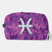 Pisces Zodiac on Fuchsia Pink Digital Camouflage Toilettasje (Voorkant)