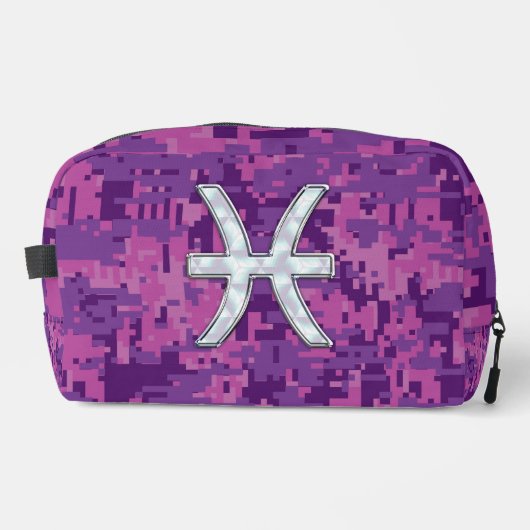 Pisces Zodiac on Fuchsia Pink Digital Camouflage Toilettasje (Voorkant)