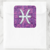 Pisces Zodiac on Fuchsia Pink Digital Camouflage Vierkante Sticker (Tas)