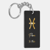 Pisces Zodiac Sign, Black & Gold Sleutelhanger (Voorkant Links)