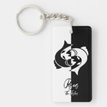 Pisces Zodiac Sign, Black & White Sleutelhanger