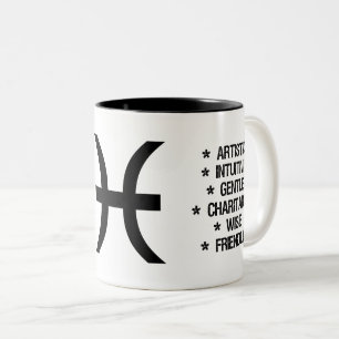 Pisces Zodiac Sign ("de vis") Tweekleurige Koffiemok