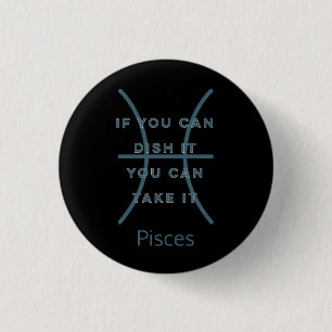 Pisces Zodiac Sign Fun Quote Blue Text Birthday Ronde Button 3,2 Cm