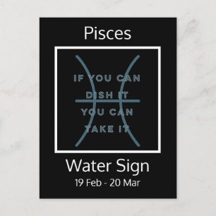 Pisces Zodiac Sign Fun Quote in Blue and White Briefkaart