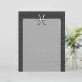 Pisces Zodiac Sign in Carbon Fibre Style (Staand voorkant)